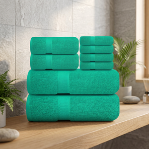 Ensemble de serviettes de bain en coton bio, hypoallergéniques, écologiques, couleur unie, douces, absorbantes et séchant rapidement, pour salle de bain et spa - Product Image 1