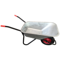 Brouette robuste galvanisée, capacité 85L, chariot de jardin avec pneu pneumatique pour jardin, ferme, transport de matériaux de construction