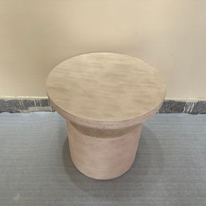 Tables d'appoint rondes en travertin artificiel avec revêtement en béton et cadre en bois antique - Product Image 2