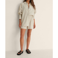 Ensemble chemise et short en lin et chanvre décontracté pour femmes, sur mesure OEM, chemise à manches longues, vêtements de plage, robe de chambre, chemisier pour femmes, ensemble 2 pièces, short