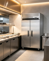 Nouveau modèle de congélateur commercial vertical sans givre, à température unique, à refroidissement par air, en acier inoxydable, 1 porte, avec dégivrage automatique