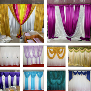 LEDA Décoration de mariage Rideau de fond 20Ftx10Ft Rouge froissé avec franges à paillettes, Fournitures de fête - Product Image 3