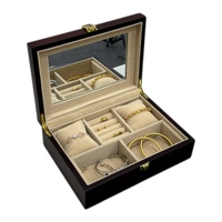 Boîte à bijoux en bois et velours style Lady, présentoir organisateur pour boucles d'oreilles, colliers et bagues - Solution de rangement de bijoux populaire
