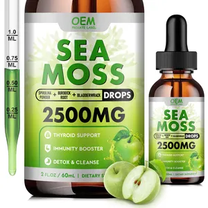 OEM ฉลากส่วนตัวอาหารเสริมเพื่อสุขภาพ Sea Moss Gel Bladderwrack รูตหญ้าฝรั่งทะเลไอริชมอสหยดของเหลว