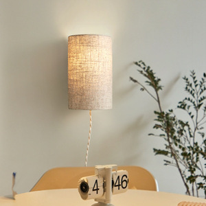 Lámpara de pared con pantalla de tela, luz LED E27, control de interruptor, dormitorio, pasillo, estilo nórdico - Product Image 3