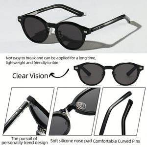 Gafas de Sol Redondas con Logotipo Personalizado, Estilo Punk Retro 2025 para Hombre y Mujer, Lentes Transparentes con Protección UV400, Marco TR90 con Remaches - Product Image 6