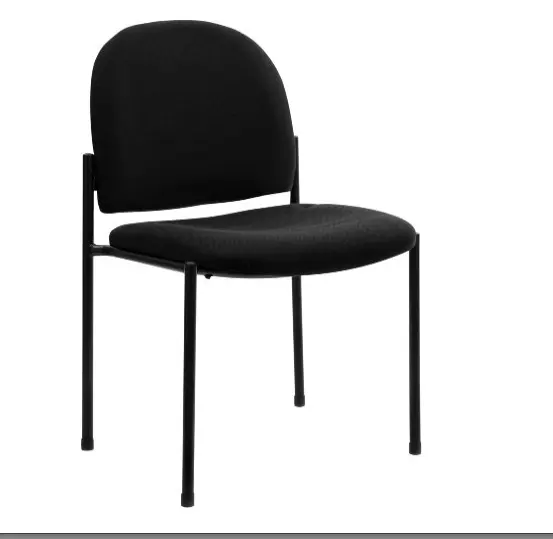 Cómoda silla de recepción lateral de acero apilable de tela negra