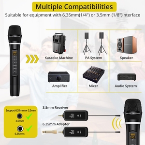 Sistema <span class=keywords><strong>de</strong></span> Micrófono Inalámbrico UHF con Control <span class=keywords><strong>de</strong></span> Volumen/Agudos/Bajos/Echo, Micrófono Dinámico <span class=keywords><strong>de</strong></span> Mano Dual con <span class=keywords><strong>Receptor</strong></span> <span class=keywords><strong>para</strong></span> Karaoke - Product Image 2