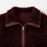 Cardigan en tricot bouclé shaggy de haute qualité pour femme, coupe oversize, avec col à revers, fermeture éclair, poignets et ourlet côtelés, coupe ample