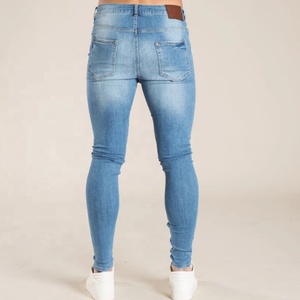 Jeans en denim pour hommes avec logo personnalisé, taille plus, respirant, coupe slim, pantalon pour hommes - Product Image 2