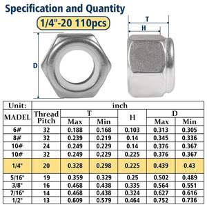 Нержавеющая сталь нейлоновая вставка стопорные гайки 304 (A2-70) Стандартная дюймовая резьба Nylock болты - Product Image 2