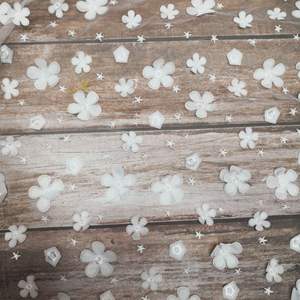 Tissu maille dentelle blanche maille découpée au laser fleur de prunier vêtements d'été pour enfants ours mignon utiliser 3d broderie dentelle maille tissu - Product Image 4