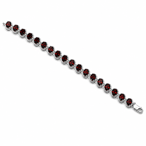 925 Sterling Silver Rhodium Plated <b>Garnet</b> <b>Bracelet</b> for Women - Product Image 2