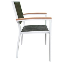 Fauteuil de haute qualité avec structure en aluminium et accoudoirs en teck pour terrasse, restaurant et bistro