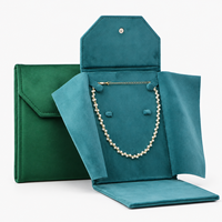 Pochette de rangement pour bijoux en velours de qualité supérieure avec bouton-pression pour colliers, boucles d'oreilles, bagues, organiseur de voyage pour marques de bijoux, emballage cadeau