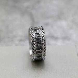 European American Retro Stainless Steel Men's <b>Ring</b> Viking Letter Design Hip Hop Style Fashion Jewelry Gift - Product Image 3