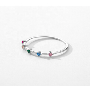 Anillos de dedo de circón de colores finos sin deslustre Plata de Ley 925 apilamiento promesa minimalista joyería de lujo delicada anillos de mujer - Product Image 4
