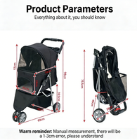 Promotion Chariot de transport pour animaux de compagnie pliable et réglable à 3 roues, en tissu Oxford vert, avec structure parapluie, portable, capacité 15 kg