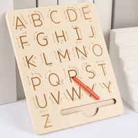 Tablero de Trazado del Alfabeto de Madera Personalizado Educativo de Marca Privada, Juguete Sensorial para Práctica de Escritura a Mano