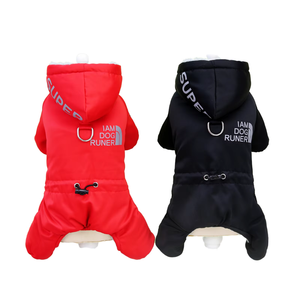 Зимняя водонепроницаемая куртка для собак, утепленное ветрозащитное пальто на флисовой подкладке с капюшоном, двухногая Дизайнерская одежда для холодной погоды (S-3XL) - Product Image 1