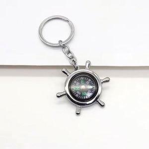 Creative Mini Outdoor Sports Pendant Gift Wholesale Simulation <b>Ship</b> Metal Steering <b>Wheel</b> Compass Keychain - Product Image 3