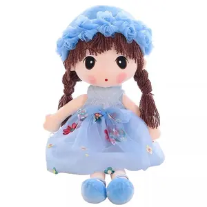 oem plush angel girl toy doll/sweet stuffed flower fairy girl wearing gauzy dress /kids comfort cuddle sleeping toy