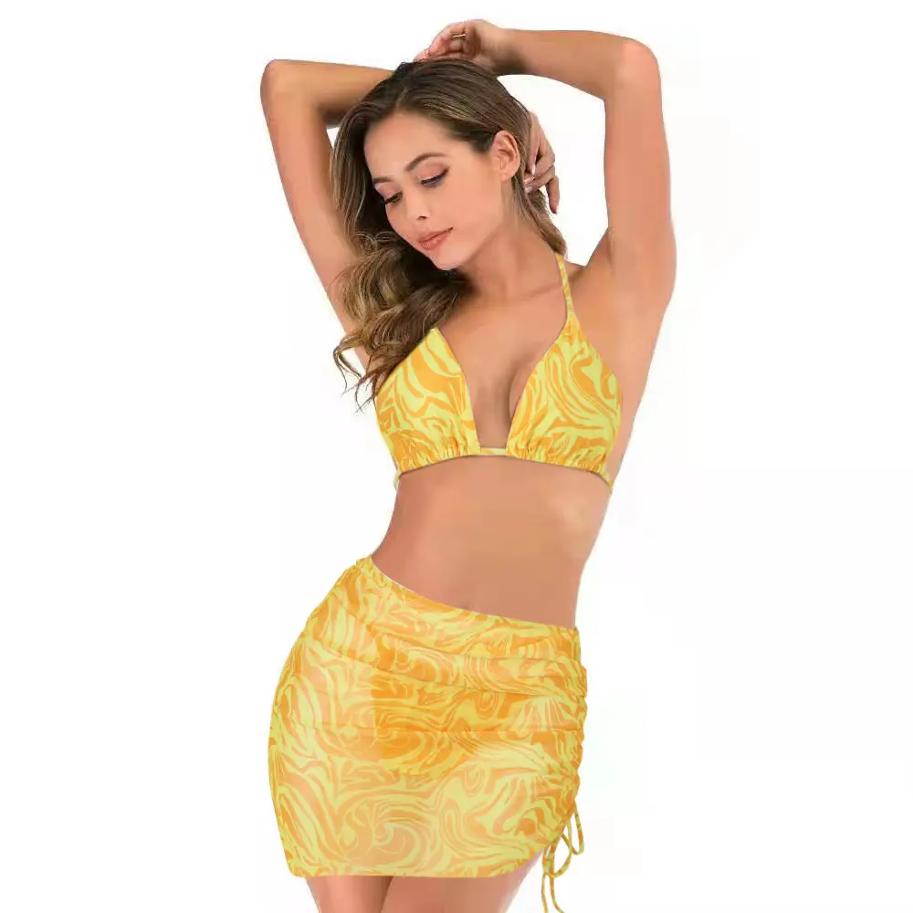 2022 New women swimwear&beachwear European and American foreign trade bikini ladies three-piece swimsuit