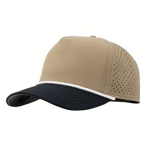 Gorra de Béisbol Personalizada de Cinco Piezas y 6 Paneles, con Perforación Láser, Impermeable, de Secado Rápido, 100% Poliéster, Estilo Denim Duck Tongue - Product Image 3
