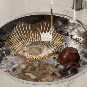Bol à fruits rayé en cristal de glace de qualité alimentaire pour animaux de compagnie avec support en <span class=keywords><strong>bois</strong></span>, grande capacité, <span class=keywords><strong>plateau</strong></span> pour la décoration intérieure, assiette sur piédestal pour collations - Product Image 5