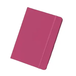 Cuaderno A6 de piel sintética, color rosa, tamaño bolsillo, con cordón elástico