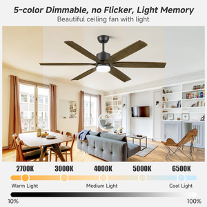 <span class=keywords><strong>Ventilador</strong></span> de <span class=keywords><strong>Techo</strong></span> Rústico de Madera de 60 Pulgadas con Luz, 6 Aspas, Motor BLDC DC, Control Remoto, 5CCT, LED Regulable, <span class=keywords><strong>Ventilador</strong></span> de Refrigeración por Aire - Product Image 5