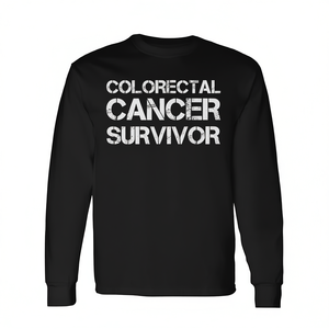 T-shirt a maniche lunghe girocollo unisex per sopravvissuti al cancro al colon e al retto, per eventi di sensibilizzazione, corsa e camminata, con stampa serigrafica - Product Image 3