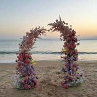 Ensemble de décoration d'arche florale en soie de qualité supérieure - Fond de scène rose pour photographie de mariage, Noël, Nouvel An, salle d'exposition automobile ou événementiel