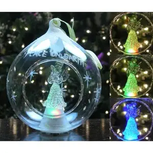 2020 nouveau creux Clair ornements de noël en verre à fond plat boule