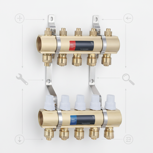 موزع تدفئة أرضية نحاسي مع صمام تفريغ أوتوماتيكي 220 فولت لنظام التدفئة تحت الأرضية - Product Image 3