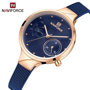 Naviforce 5001S New Arrival Ladies Quartz Watches Flower Chronograph Slim Strap Fashion Waterproof Women Wristwatch