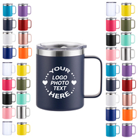 BPA-vrij 12oz 304 roestvrijstalen vacuüm geïsoleerde koffiemok met handvat voor warme/koude dranken, 12 uur temperatuurbehoud, zakelijk cadeau
