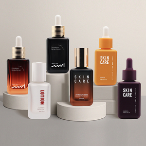 <span class=keywords><strong>FINSPOT</strong></span> Flacon compte-gouttes en verre de 50 ml pour sérum cosmétique de luxe avec bouchon doré - Product Image 2