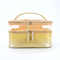 Sac de toilette transparent personnalisé à double couche en PVC et PU, étanche, pochette de toilette transparente, sac de voyage pour femmes, voyage d'affaires
