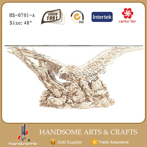 Mesa <span class=keywords><strong>de</strong></span> Centro Moderna <span class=keywords><strong>de</strong></span> Vidrio con Lobo Salvaje <span class=keywords><strong>de</strong></span> Resina para Sala <span class=keywords><strong>de</strong></span> Estar - Product Image 5