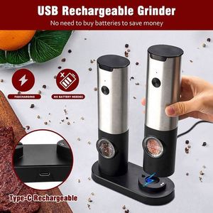 Hot Selling Electric <b>Pepper</b> <b>Grinders</b> Automatic Rechargeable Salt and <b>Pepper</b> Mill Set With Rechargeable Base - Product Image 2