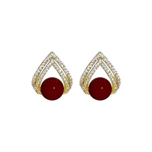 Bán Chạy nhất mới, thiết kế thích hợp, hoa tai độc đáo, rượu vang đỏ Retro, trắng, kim cương nước hơi đặt, HS-00360 ngọc trai năm mới - Product Image 3