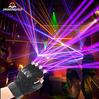Gants laser LED multi-lignes 4 pièces avec lumières violettes/rouges/vertes pour DJ, scène, Halloween, rave et discothèque