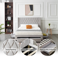 Personnalisé de haute qualité luxe diamant grille tête de lit velours King Double taille stockage cadre de lit avec 4 tiroirs pour chambre