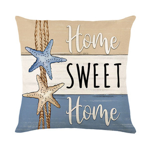 Federa per cuscino <span class=keywords><strong>con</strong></span> stampa di conchiglie marine, federa estiva <span class=keywords><strong>con</strong></span> lettere e stelle marine, cuscino per soggiorno e camera da letto all'ingrosso - Product Image 4