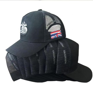 Gorra de Béisbol de 5 Paneles Personalizada de Alta Calidad con Bordado de Marca Personalizada MOQ BAJO, Gorra <span class=keywords><strong>Trucker</strong></span> Negra de Algodón con Cierre a Presión - Product Image 1