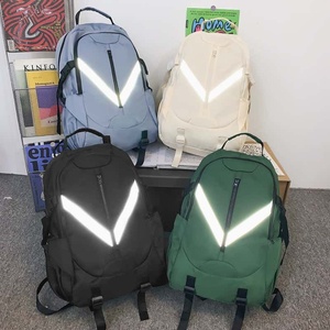 Sac à dos unisexe en nylon vert 20-37L, imperméable, design géométrique, fermeture éclair, poignée souple, usage quotidien décontracté - Product Image 5