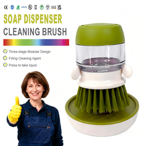 Набор кухонных щеток с дозатором для мыла, нейлоновой щетиной и легким пластиковым корпусом для мытья посуды, кастрюль, сковородок и раковин - Product Image 1