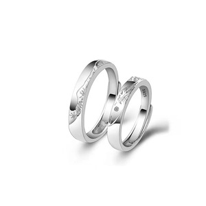 Shanmeng Eachother 일치하는 커플 우정 연인 오픈 조절 반지 세트 미니멀리스트 약혼 결혼 반지 연인 - Product Image 3