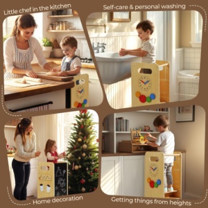 Torre de Aprendizaje Montessori 8 en 1 Transformable de Madera, Convertible en <span class=keywords><strong>Silla</strong></span> Alta, Taburete de Cocina para Niños - Product Image 4